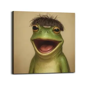 Funny Frog Poster Canvas 1:1 Square Framed Canvas Print Canvas Art For Home Office Perfect For Families & Decor Enthusiasts photo wall