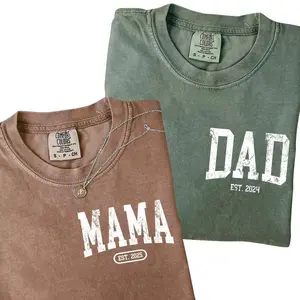 Custom Mama Dad Shirt Comfort Colors T-shirt, Couple Mama & Dad Pocket Shirt, Matching Parents Outfit Gifts, Mother's Day Tee, Father's Day Tee K13