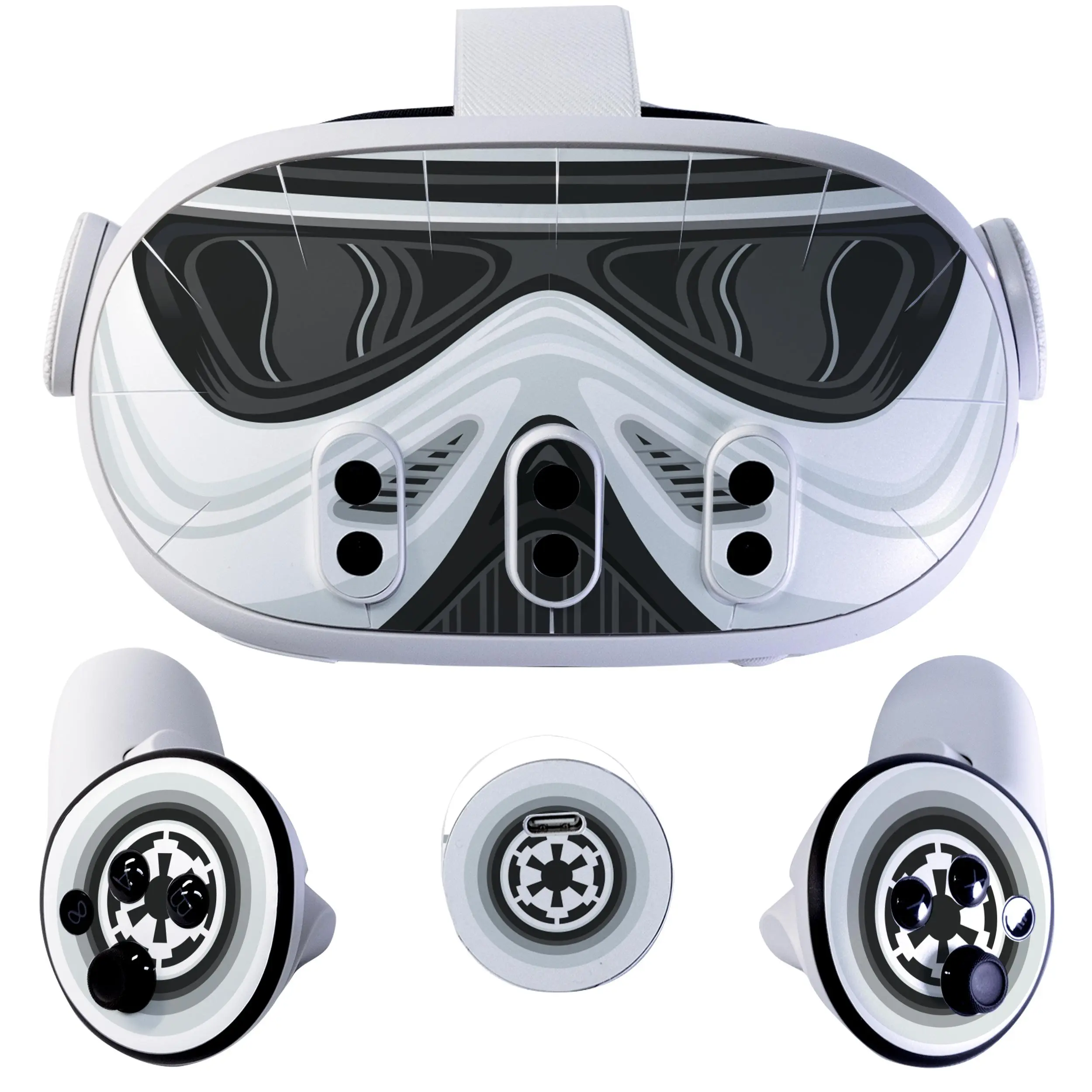 Easy-to-Apply Skin Sticker Kit compatible with Meta Quest 3 VR headset - Space Helmet virtual reality accessory - VR protector skin covers