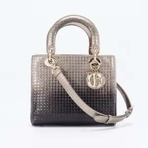 Pre-owned DIOR pvc Shoulder Bags Christian Lady Micro Cannage Ombre Metallic Calfskin Medium shoulder Bag BGP215228