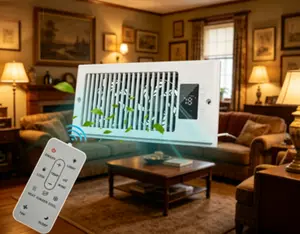 4"×10" Register Booster Fan, 10-Speed Quiet Vent Fan with Negative Ion Function, Built-in Thermostat and Remote Control, Improves Heating & Cooling Efficiency, Air Vent Booster for Indoor Comfort, White