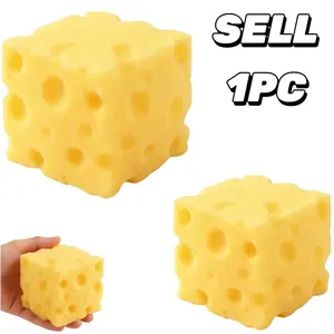 Yellow Cheese Squeeze Toy - Soft Novelty Toy, Rebounding Sensory,Help for Relax,Focus, Sensory Cheese for & Adults, Food Theme Cheese Cubes Squishy Toys,Stress Balls for Adults (﻿Yellow 1)