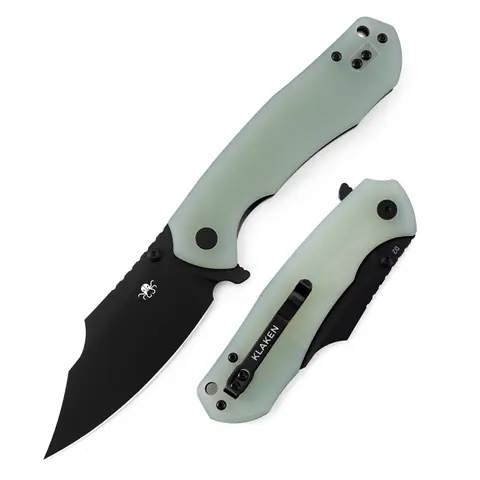 KLAKEN Specter KL01 Folding EDC Pocket Knife - 3.42" D2 Titanium-Coated Blade, G10 Handle, Liner Lock, 5.54 oz Survival Gear, Outdoor Knives for Sports, Camping