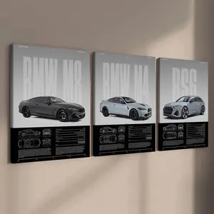 3 Counts Wooden Framed Canvas, German Performance Car Collection Poster, Exquisite Fashion Poster, Perfect Living Room Decoration, Modern Art, Family Poster, Wall Art Decoration, Ideal Gift, Waterproof, Artwork, Modern Home Decor, Graphic Prints
