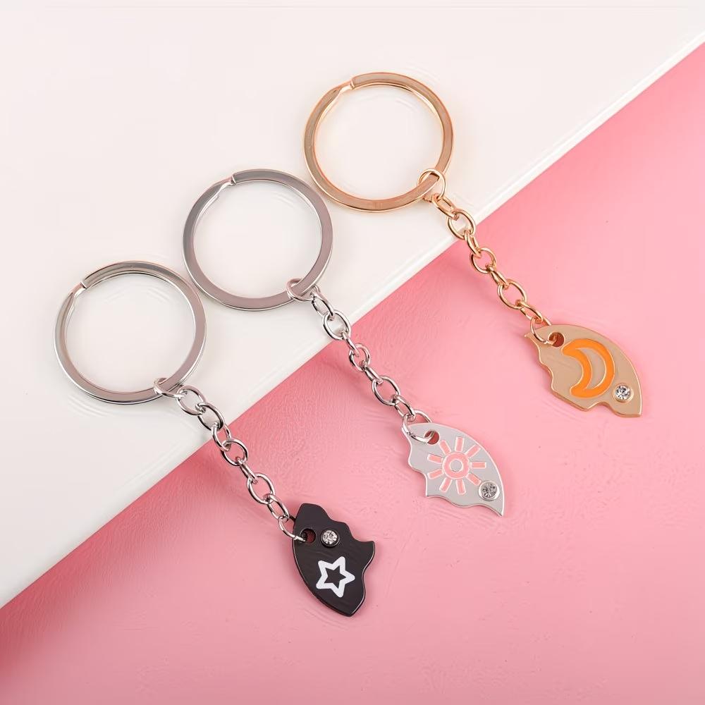 Sun Moon Star Magnetic Keychain Set for 3 – Trio Best Friend Matching Friendship Keychains Gift for Besties Family Sisters Best Friends