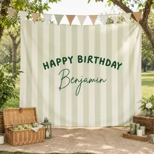 Personalized Birthday Tapestry, Custom Name Party Backdrop, Boho Strip Banner, Fabric Wall Art