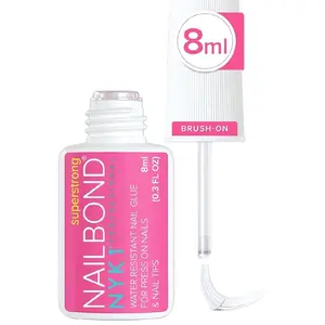 NYK1 Super Strong Nail Bond Brush 8ml Water Resistant Press On Acrylic Nails Glue with Fine Precision Applicator for Salon Quality Results