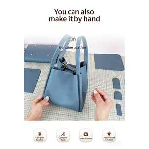 Genuine Leather DIY Handmade Bag Kit - Top-Grain Cowhide Texture, Large Capacity Women's Handbag, Customized Gifts for Girlfriend, Luggage & Bags Craft Kit