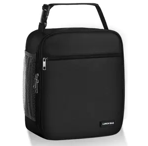 Lunch Bag for Men Women - Insulated Thermal Lunch Box for Work Picnic Travel - Black Color - Portable Food Container with Zipper Closure