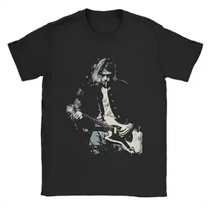 Kurt Cobain Guitar T-Shirt Men Novelty Cotton Tees Crewneck Short Sleeve T Shirts Summer Clothes