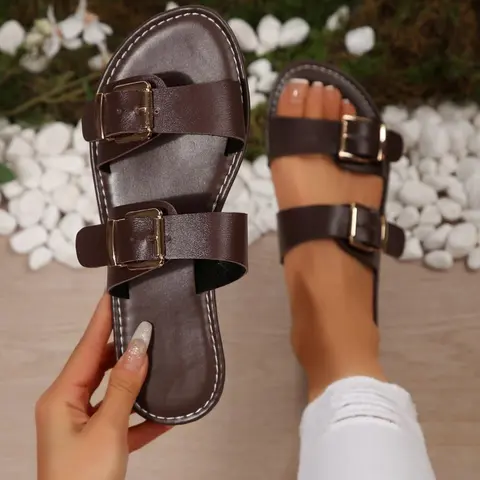 Women's Fashionable Plain Color Sandals, Casual Versatile Flat Sandals for Summer, Lightweight Breathable Comfortable Shoes for Daily Wear, Footwear, Open Toe Sandals, Open Toed Sandals