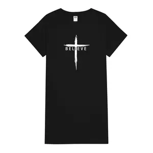 Unisex Christian T-Shirt Dress – Inspiring Jesus Christ Faith with Bible Scripture Cross Design