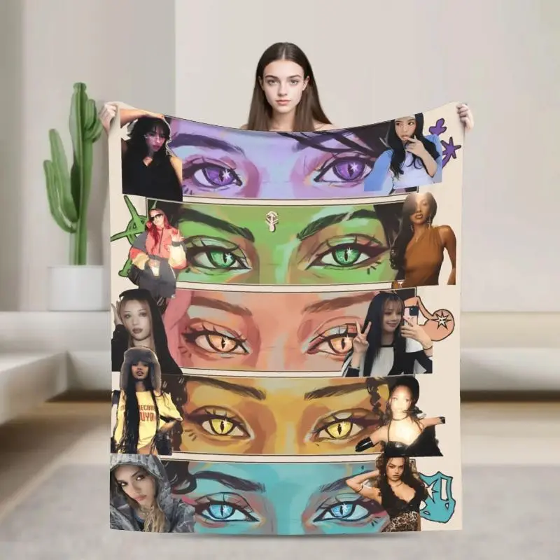 Katseye Kpop Girl Group Blanket Ultra Soft Flannel Fleece Cozy Super Warm Winter Bedroom Couch Sofa Bedding Throw Bedspread Decor Fluffy Decorative Throw Perfect Birthday Gift Christmas Gift for Kpop Fans Teens Girls Women Men Dream Academy Style