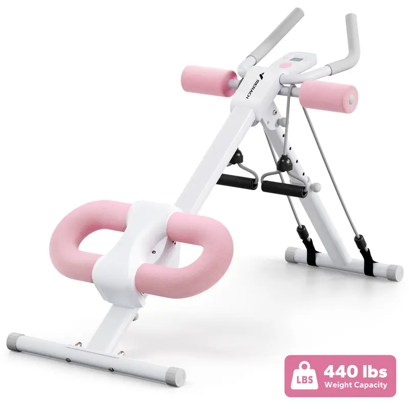 MERACH Adjustable Abdominal Training Equipment - Functional Steel Frame Workout Machine with LCD Monitor, 3 Sets of Silent Wheels, Automatic Tracking, Foldable Design for Efficient Core Strength & Home Gym Use