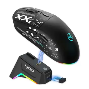 Wireless Gaming Mouse,Tri-Mode (USB-C + 2.4G + BT), Wireless RGB Mouse Charging Base, Lightweight Rate,Multi-System Compatibility, Esports and Office Use
