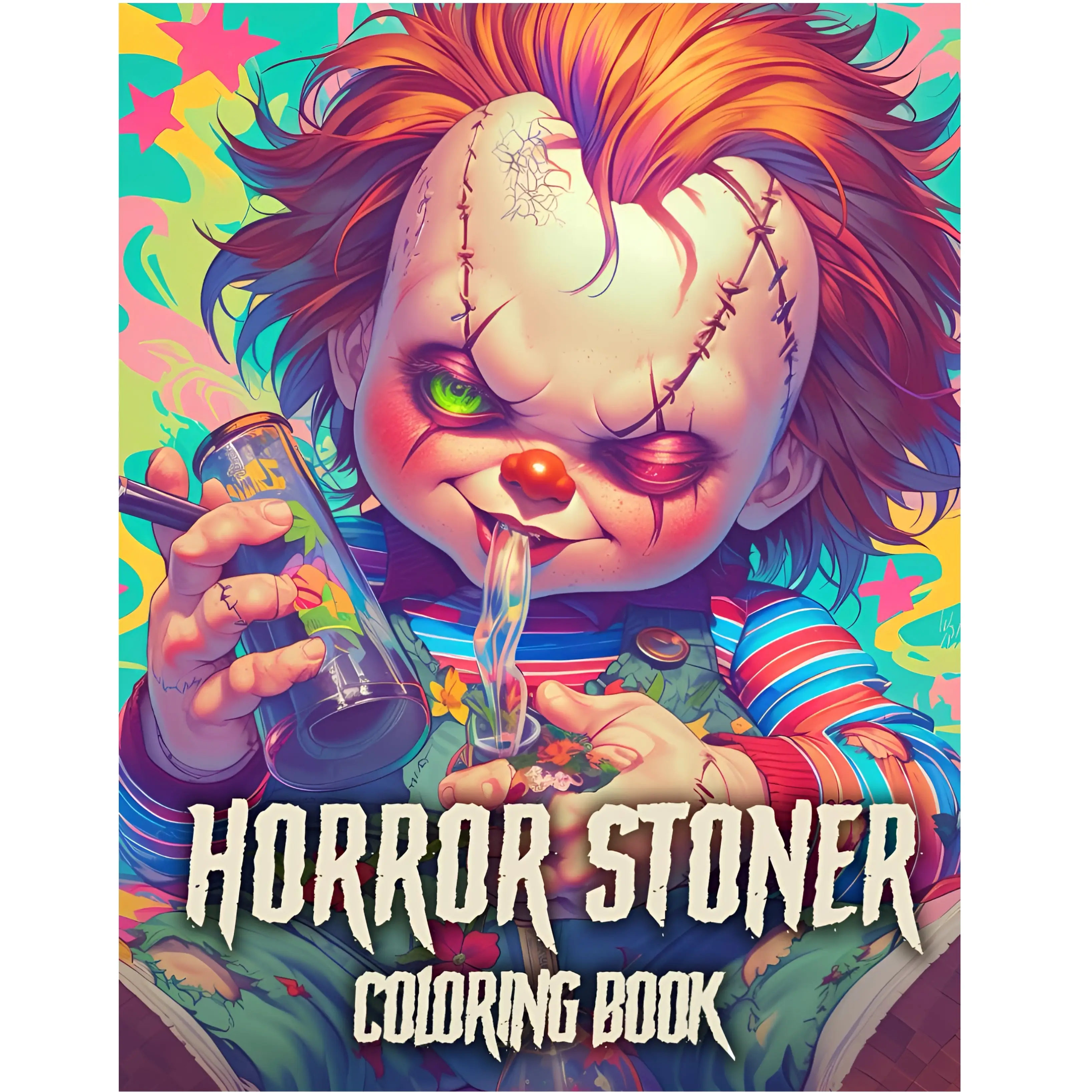 Horror Stoner Coloring Book: 50 Coloring Pages Spooky and Cute Chibi Horror Trippy For Relaxation and Stress Relief little spooky stress-free coloring