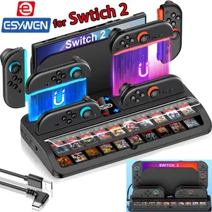 ESYWEN 4-In-1 Switch 2 Organizer Base Holds Switch 2 Dock,Switch 2 Charging Dock for Nintendo Switch 2 (2025) Joy Cons, 20 Game Card Case with 4 for Switch 2 Joy Cons Charging Station & ‌Multi-Port Dock
