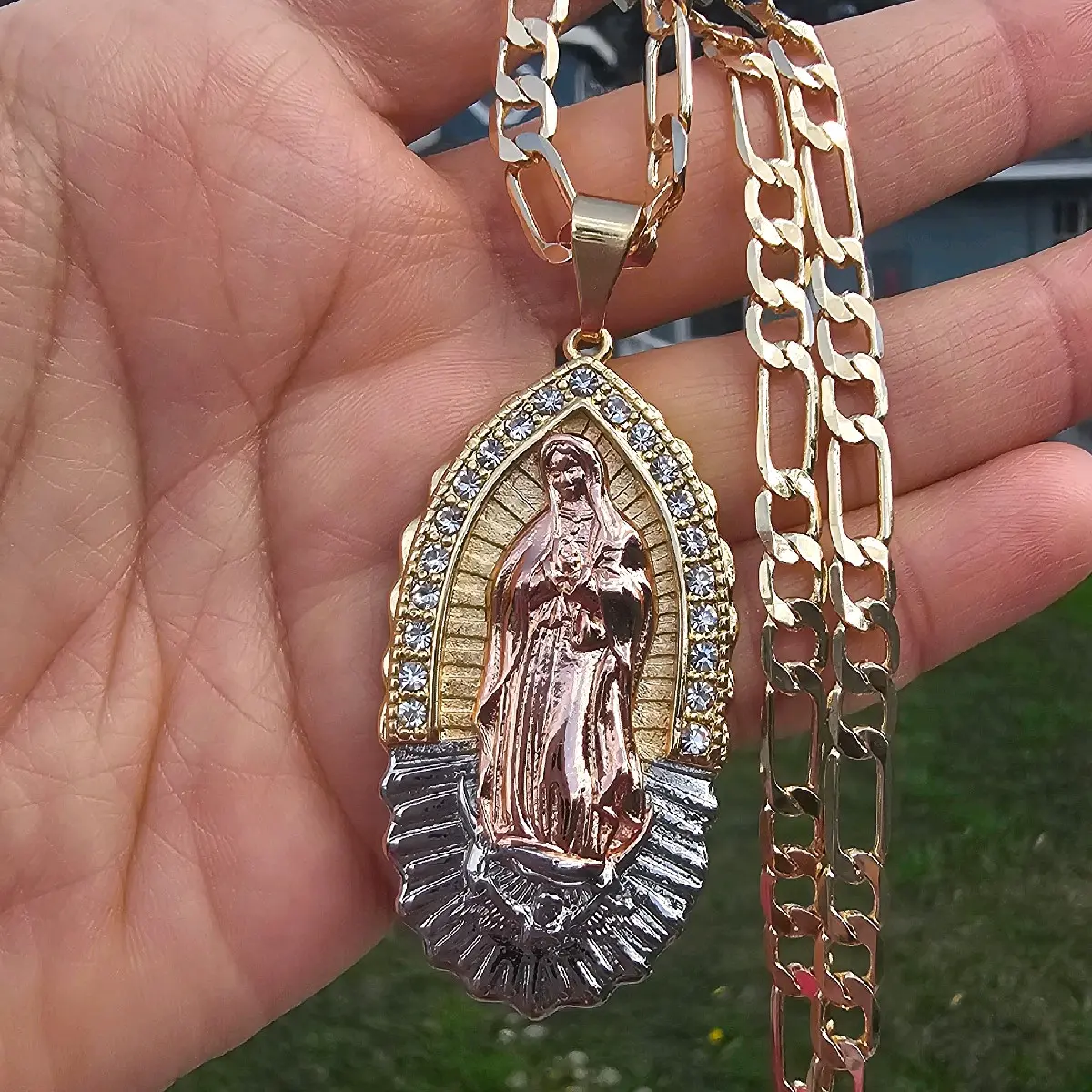 Virgen de guadalupe gold-plated pendant necklace