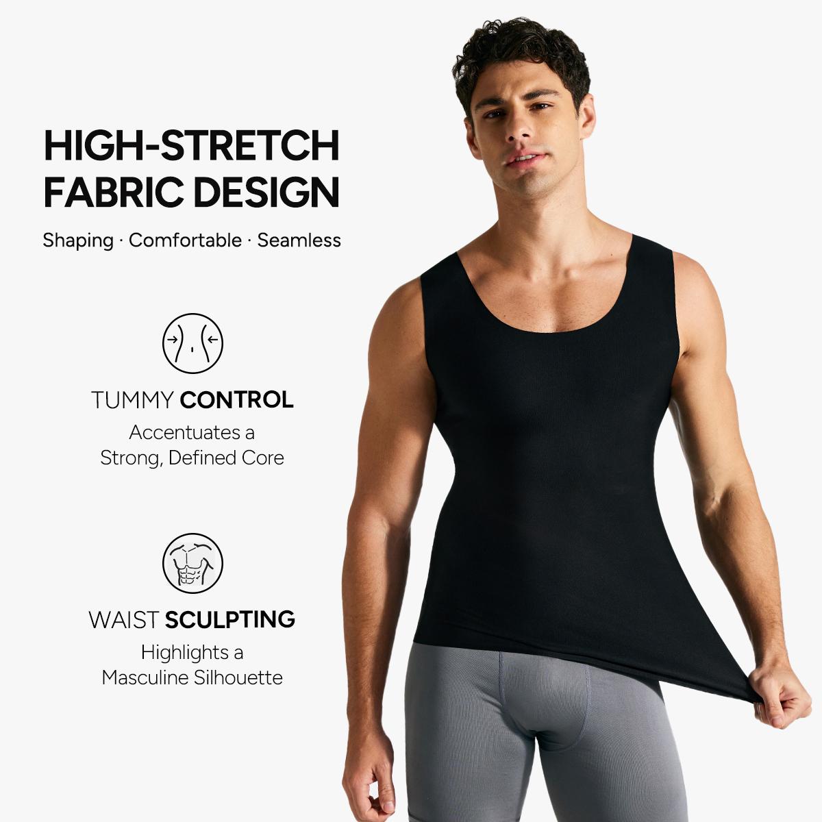 Nebility Men’s Shapewear Tank Top – Seamless Body Shaper Vest, 300g High-Stretch Fabric, Slimming & Tummy Control Undershirt, Breathable Lightweight Support