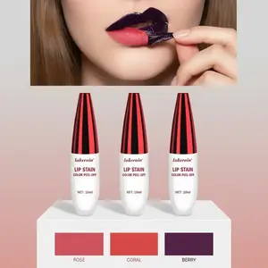 3 Color Peel-Off Lip Gloss Set, Highly Pigmented Lip Tint Lip Glaze, Long-Lasting & Transfer-Proof Lip Tatoo, Ultra-Easy to Apply, Non-Sticky Wear, Instantly Brightens & Enhances Lip Color, for Daily Use, Parties & Travel, Makeup