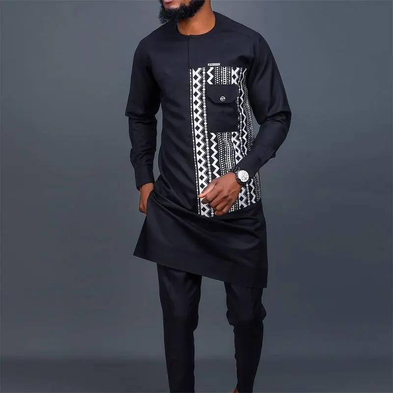 KaftanMen'sSuitPrintedTopTrousersAfricanEthnicCasualTraditionalCloth2PCSSuitsOutfitsWeddingWearFashionMaleSets KaftanMen'sSuitPrintedTopTrousersAfricanEthnicCasualTraditionalCloth2PCSSuitsOutfitsWeddingWearFashionMaleSets