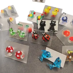 Aretes Artesanos de Vidrio - Glass-Blowed Earrings with Colorful Beads in Assorted Shapes