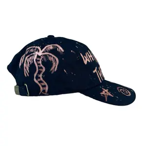 WHOA With The Flow Acid Wash Bleach Dye Baseball Cap Hand Painted One Of A Kind 100% Cotton Buckle Closure