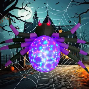 COMIN 9FT Wide Halloween Inflatable Spider Outdoor Decorations Giant Blow Up Yard Decoration with Built-in LED for Yard Garden Party Lawn Set Spooky Ornaments