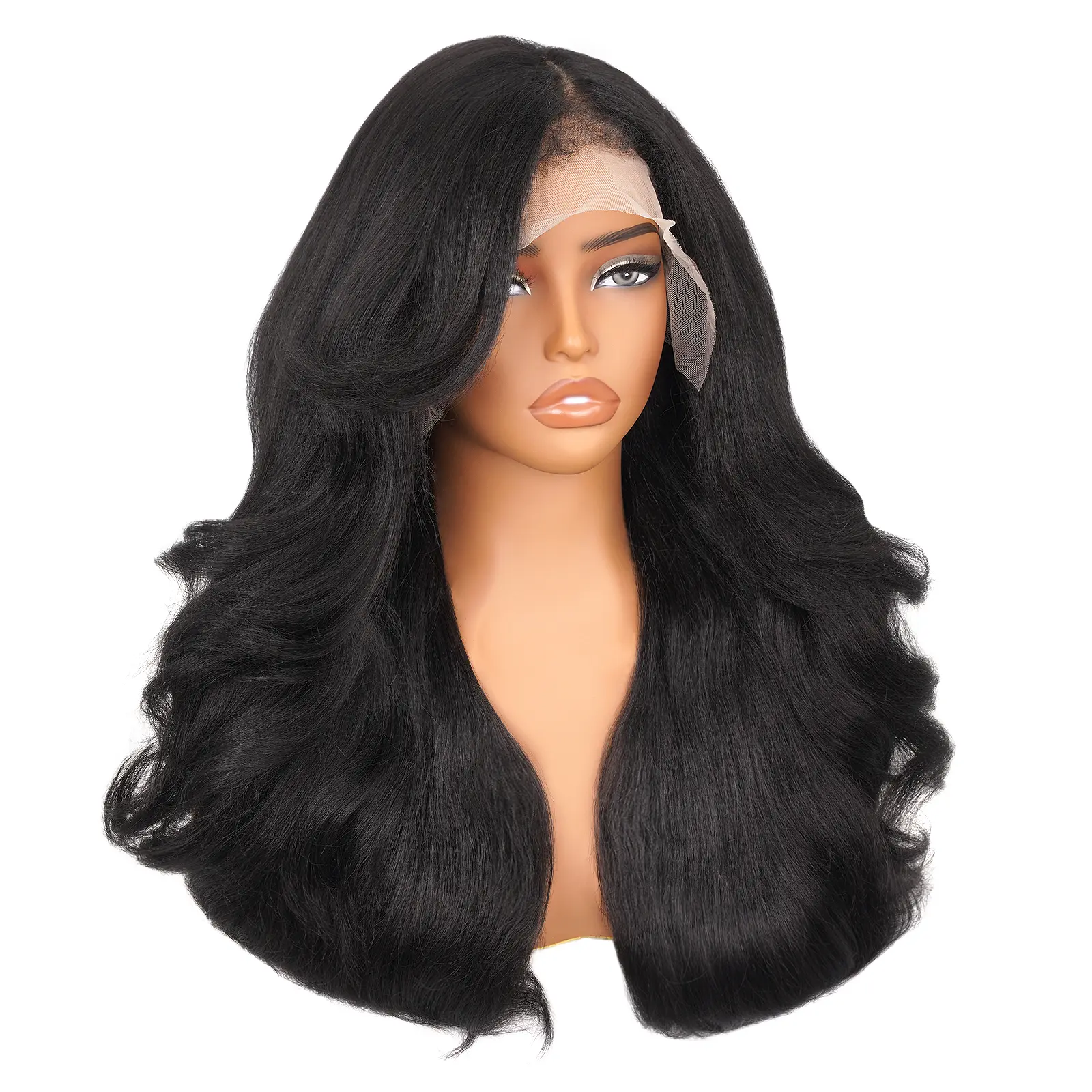 4C Edges Kinky Wavy Synthetic Hair Wig 13x6 HD Lace Front 