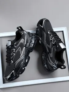 High-Quality Men's Casual Shoes, Comfortable Sporty Outdoor Sneakers, Cushioned Spring New Arrivals, Patchwork Design, All Seasons, Thick Sole