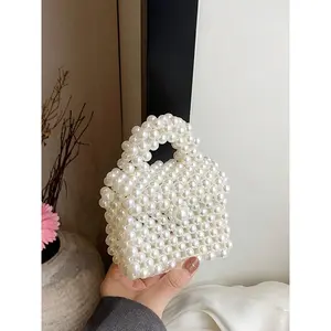 Faux Pearl Decorated Handbag, Simple Design Handbag for Women, Casual Trendy Versatile High-quality Daily Commuting Bag, Girl Fashionable Shopping Bag, Handheld Bag