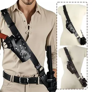 Medieval Shoulder Sword Belt Holder, Renaissance PU Leather Dagger Holster Sheath Set, Halloween Pirate Accessory, Cosplay Party Club Prop
