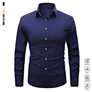 Men's Fashion Shirt, Spring and Autumn Casual Breathable Long Sleeve Button Top