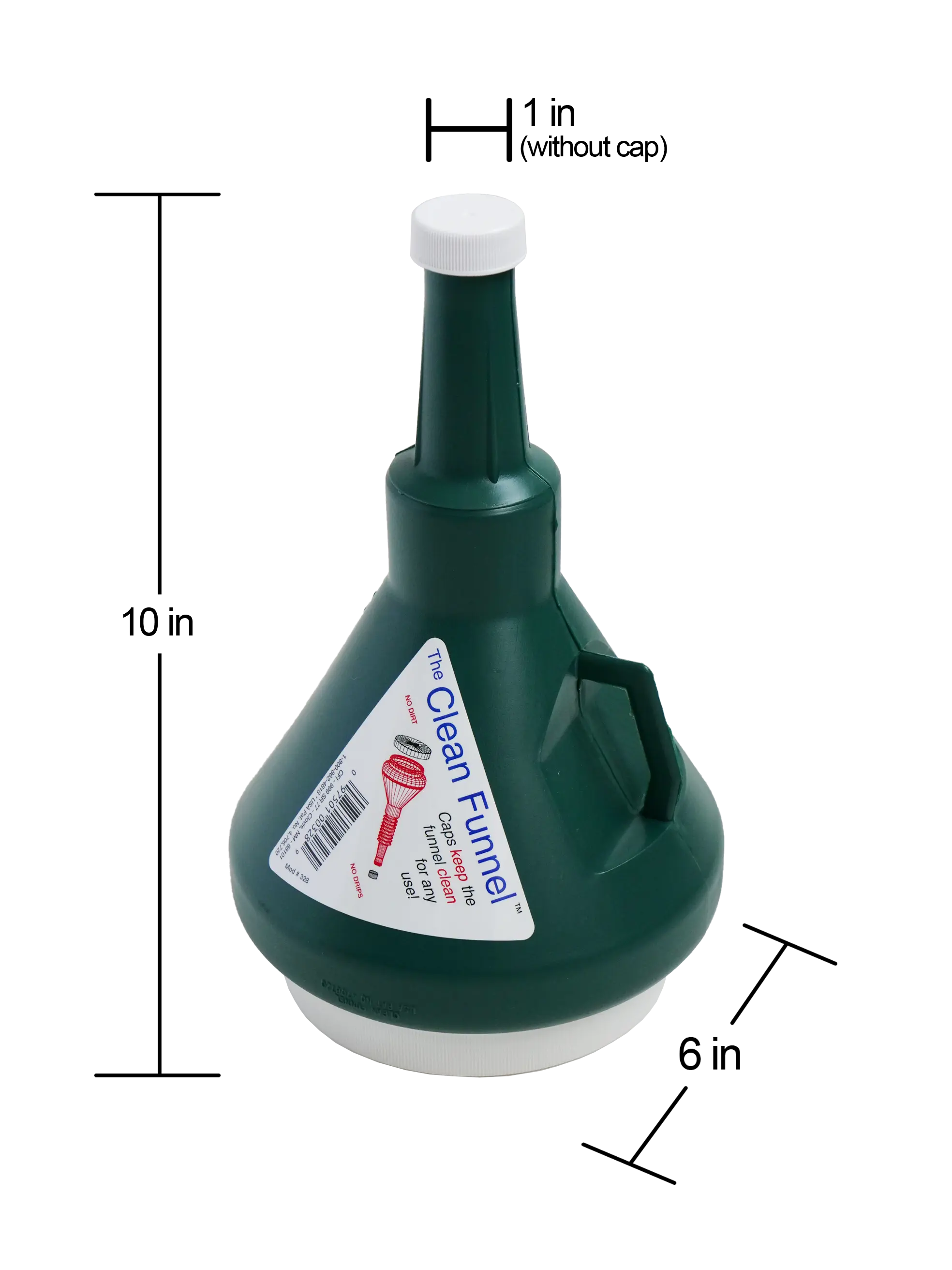 Dark Green Funnel 328- Plastic Funnel With Dual Caps For Easy Clean Up