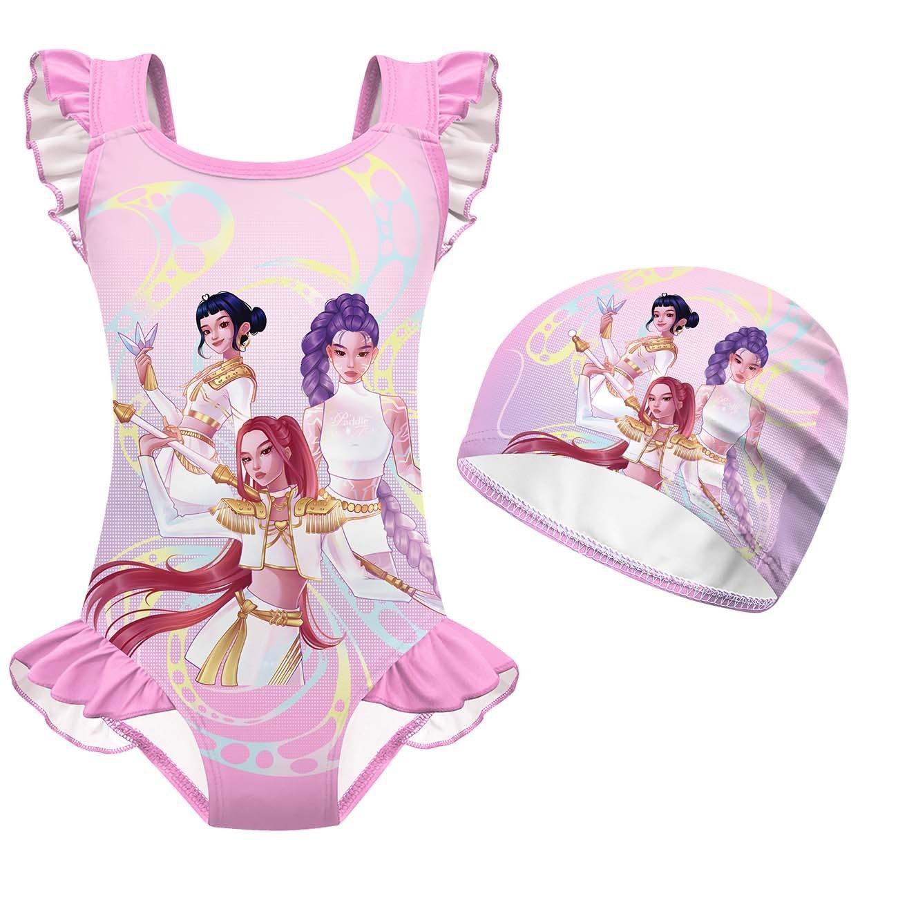 2026 New Arrival: K-Pop-Style "Demon Huntress" Girl Group Outfit — High-Stretch, Lace-Trimmed One-Piece Swimsuit & Cosplay Set