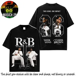 [X-26] The R&B Tour Merch 2026 White Premium 100% Cotton T-Shirt For Team Breezy, Raymond and Brown Concert Outfit, Gift For R&B Music Fans Graphic Tee, Breezy Tour Merch Shirt Rap Fan Graphic Tee