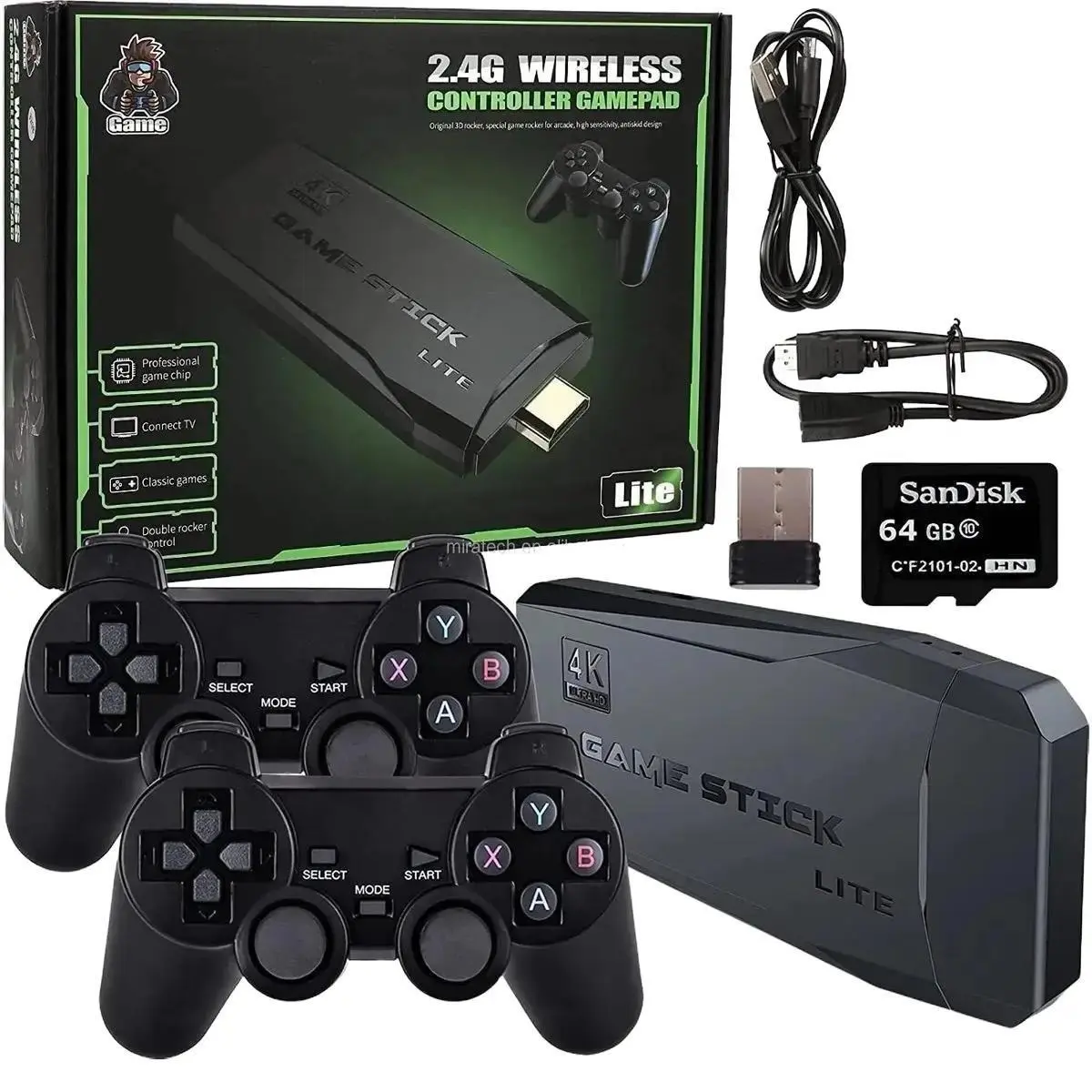 Game Stick 4K M8 HDMI Video Game Console - 64 GB Storage Capacity - Retro, Device