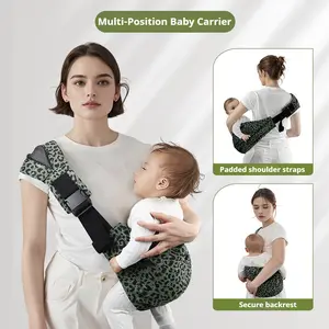Baby Sling Carrier ALL-IN-ONE Adjustable Baby Sling 2025 Upgraded Toddler Sling Comfortable Baby Wrap Carriers Ergonomic-Designed, Travel Friendly Carrying 10-45 Lb sLeopard