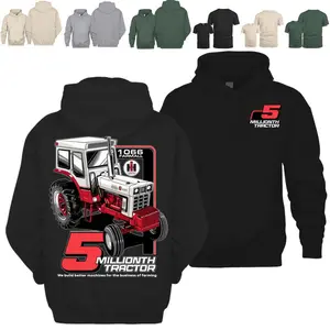 Farmall Hoodie Tshirt – 5 Millionth Tractor 1066 Graphic, Red Vintage Tractor Hoodie, Black Workwear Pullover, Unisex Agriculture Sweatshirt for Farm Lovers