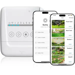 8 Zone  Sprinkler Controller - Local Weather Intelligence WiFi Sprinkler System Controller, Easy Install APP Control Irrigation System, Sprinkler Timer for Garden Yard