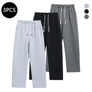 3-Pack Men’s Straight-Leg Casual Pants for Spring/Autumn — Trendy, Versatile Loose Fit Athletic Jogging/Running Pants