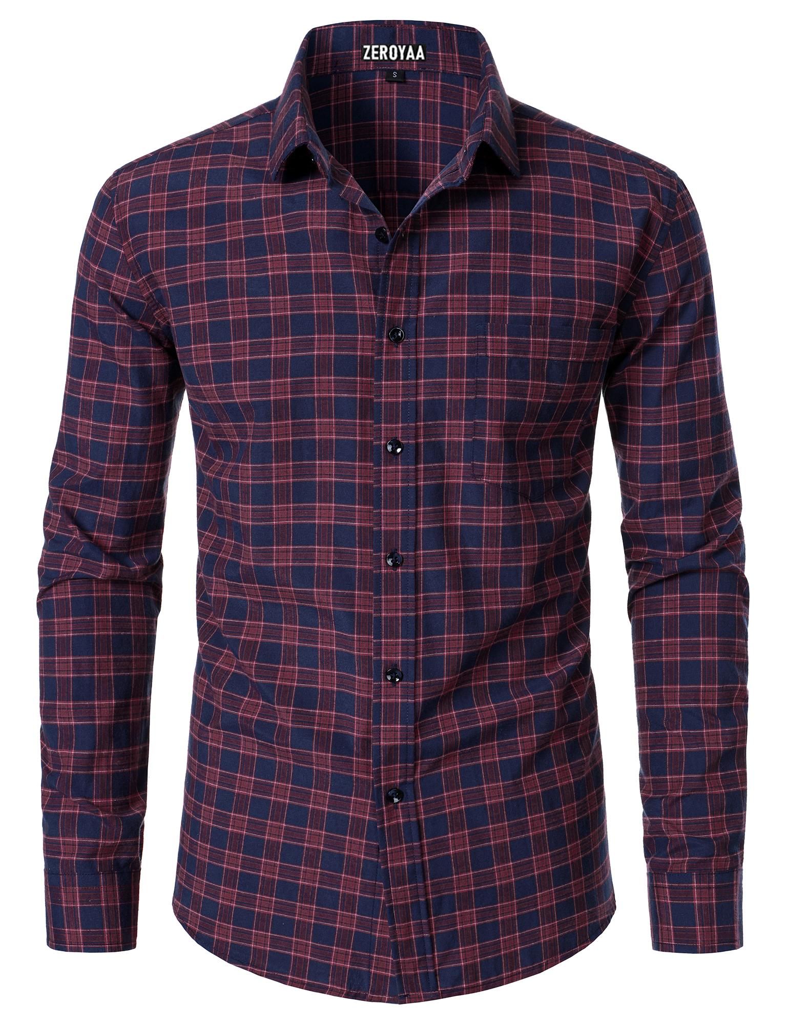 ZEROYAA Men's Plaid Long Sleeve Dress Shirt Formal Gingham Slim Fit Button Down Shirts with Lightweight Casual Classic Birthday Fashion ZEROYAA Men's Plaid Long Sleeve Dress Shirt Formal Gingham Slim Fit Button Down Shirts with Lightweight Casual Classic Birthday Fashion