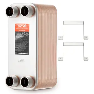 VEVOR Heat Exchanger,  5"x 12" 50 Plates Brazed Plate Heat Exchanger, Copper/316L Stainless Steel Water To Water Heat Exchanger For Floor Heating, Water Heating, Snow Melting, Beer Cooling