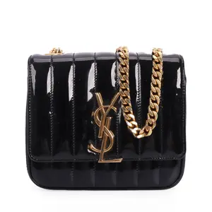 Pre-owned Yves Saint Laurent Patent Leather Shoulder Bags Vicky Black 47654483 hz