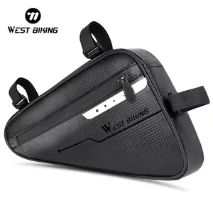 WEST BIKING Cycling 3L Rainproof Bicycle  Storage Triangle Bag Bike Accessories Portable Reflective Strip Triangle Bike Bag