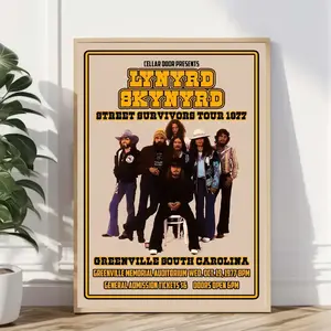 Lynyrd Skynyrd Concert Poster No Frame, Vintage Rock Concert Print, Southern Rock Wall Art for Living Room, Rock Poster for Fans, Man Cave, Wall Art