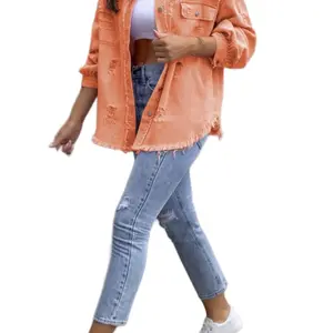 Womenswear Denim Distressed Jacket - Jean Style