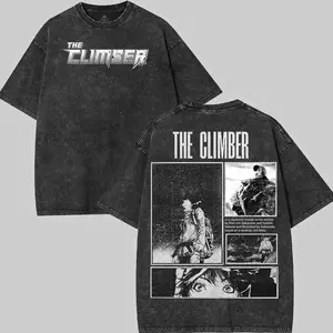 The Climber Manga Washed T-Shirt, Graphic Tee, Vintage Cotton unisex graphic tees 90s Top streetwear Menswear 313 GH6