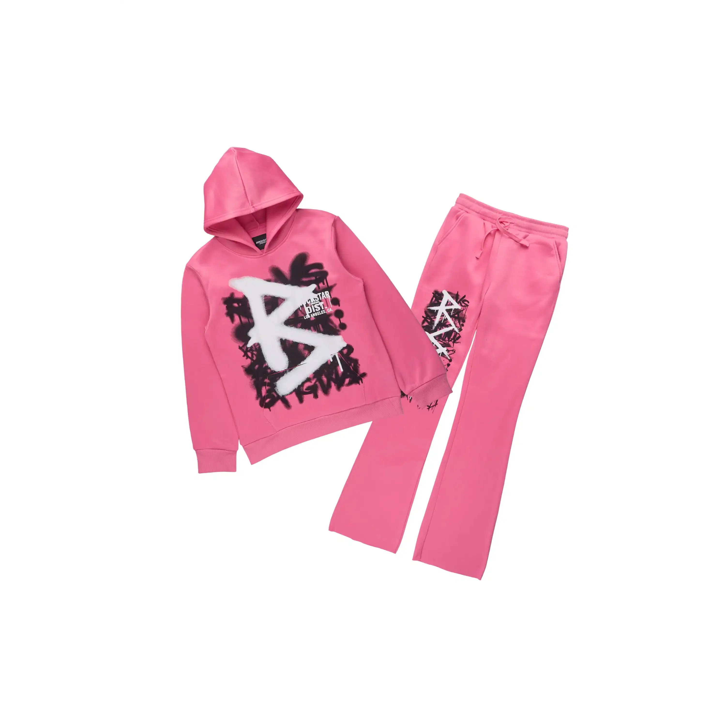Girls Tanesha Pink Stacked Track Set