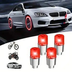 Car Motorcycle Wheel HUB Decorative Lights, 4-Piece Rotating Bicycle Wheel Lights, Easy Installation, Durable PVC Material